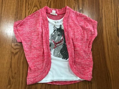 Camiseta sin mangas blanca adornada con cárdigan naranja de 2 piezas de autoestima para niñas talla S en muy buen estado Foto 1 de 4