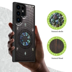 Funda de madera con incrustaciones a mano para Galaxy S25 S24 S23 Ultra S22 S21 Plus FE Note20 5G - Imagen 1 de 12