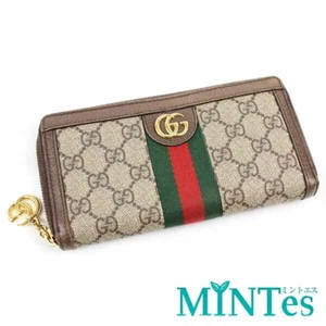 Auténtica Cartera Larga Gucci GG Supreme Redonda Cremallera 523154 Beige PVC Marrón Billetera Tronco - Imagen 1 de 6