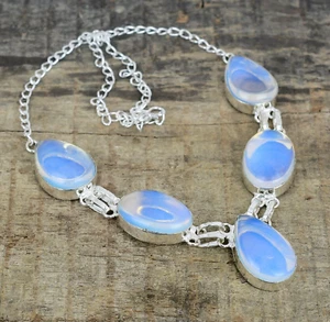 Collana Unica In Opale Latteo In Argento Sterling 925 Per Regali D'Amore - Foto 1 di 4