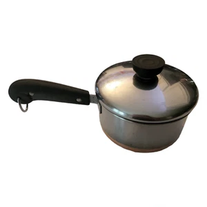 Revere Ware 1 Quart Saucepot Double Circle Pre 1968 Copper Clad Stainless Steel - Picture 1 of 8