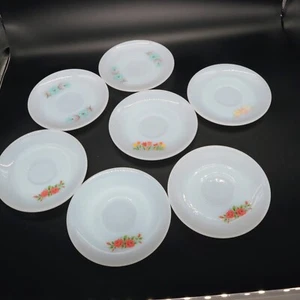 Anchor Hocking Vintage Fire King Milk Glass Lot of 7 Mixed Flowers - Picture 1 of 8