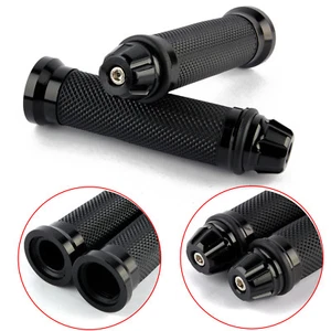 NEW RUBBER GEL HANDLEBAR HAND GRIPS HANDLE BARS FOR MOTORCYCLE SPORTS BIKE BLACK - Picture 1 of 7