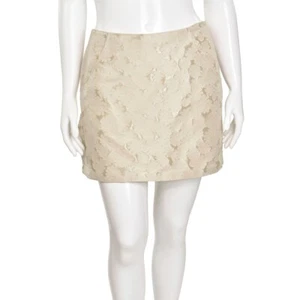 *CLEARANCE!* Vera Wang Lavender Label Gold/Ivory Brocade Short Mini Skirt size 8 - Picture 1 of 6