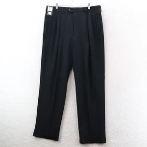 Claiborne Pants Men’s 36x32 Black Stretch Gabardine Pleated Front Cuffed New - Picture 1 of 12