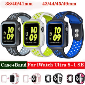 For Apple Watch iWatch 8 7 6 SE 5 4 3 2 Silicone Watch Strap Band + Case Cover - Picture 1 of 33