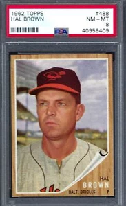 1962 Topps #488 PSA 8 Hal Brown Orioles 488 - Imagen 1 de 2