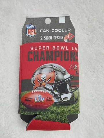 SUPER BOWL LV 55 Tampa Bay Buccaneers NFL Can Beer Cooler 2 Sided Flip Football Cover