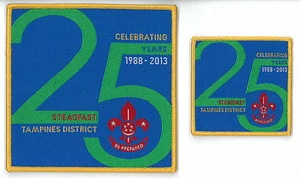 25 Years of SINGAPORE SCOUTING 1988 - 2013 TAMPINES DISTRICT SCOUT Patch & BP - Picture 1 of 1