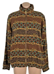 Vtg 80s Teddi Hip Hop Cc Chains Bomber all over bling jacket Animal Print Large - Picture 1 of 11