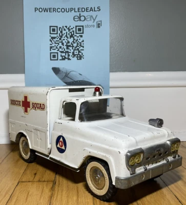 Tonka Rescue Squad CD Pressed Steel Truck Vintage All Original Toy Collectible - Image 1 of 4