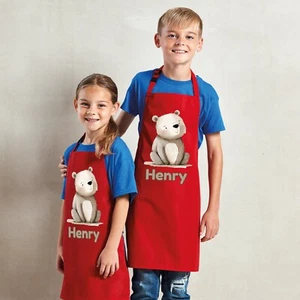 Personalised Any Name Bear Waterproof Kids Apron. Craft, Bake, Cook. Boy, Girl - Picture 1 of 12