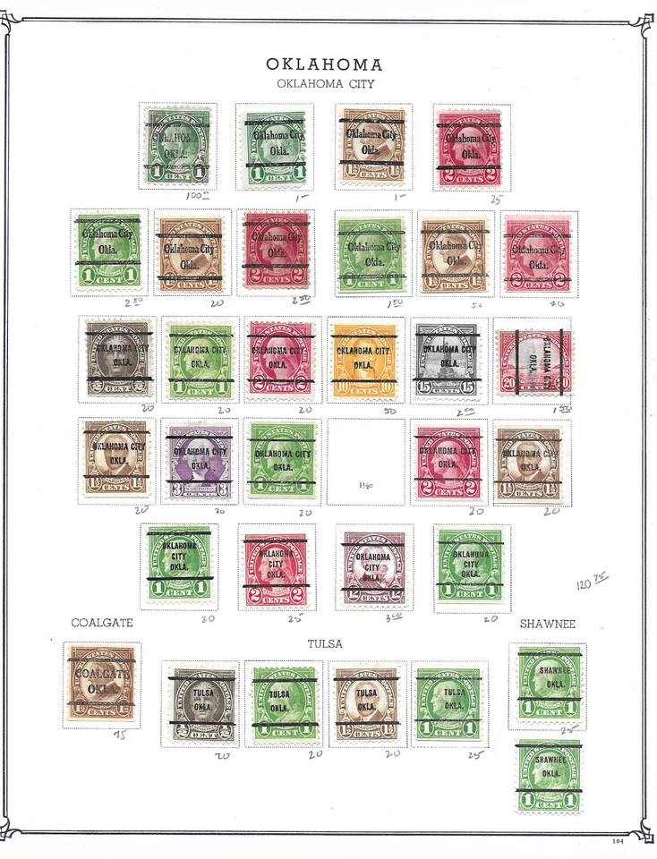 Oklahoma Bureau Precancels - 32 1923 thru 1926/32 Issues- All Oklahoma City - Image 1 of 1