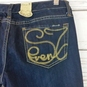 7 For All Mankind Premium Blue Label Womens Jeans Size 29 Stretch Wide Leg Cut - Picture 1 of 9