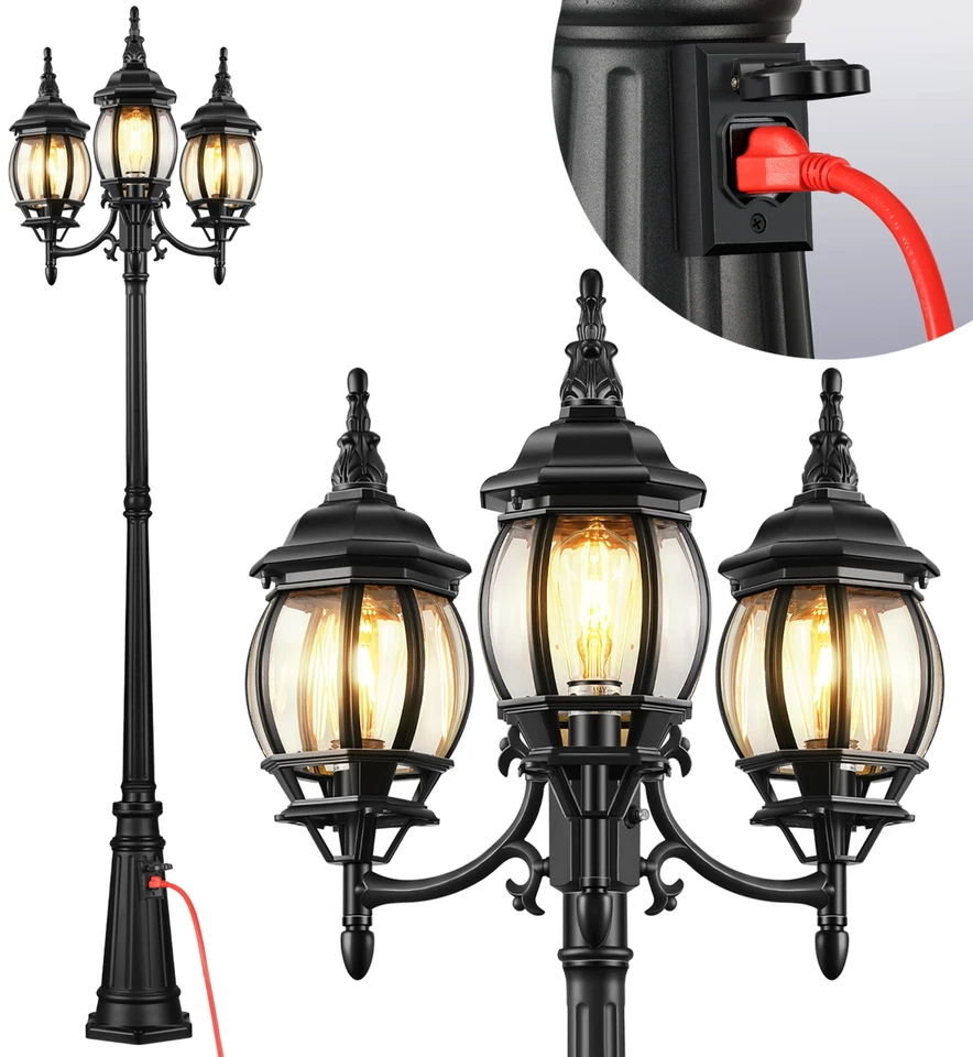 VIANIS Lamp Posts Outdoor Lighting, 3-Head Lights for Outside with Dusk To Dawn - Image 1 of 1