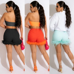Damen-Shorts einfach Plüsch Ziernähte lässig sexy niedrige Taille gerade - Bild 1 von 27