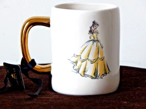 NWT Rae Dunn True Beauty Princess Belle Coffee Tea Golden Handle Mug - Picture 1 of 8