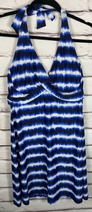 Athleta Womens Size 36D/DD Blue Tie Dye Halter Swim Dress - Picture 1 of 4
