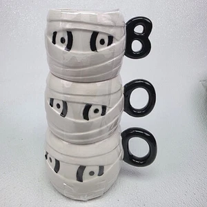 Halloween MUMMY Stacking Mugs Cups Stackable Goblin & Ghoul NEW Arlington Design - Picture 1 of 8
