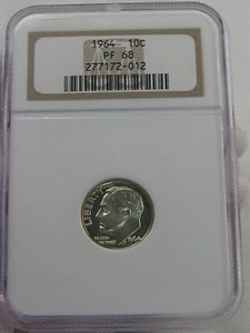 GEM PROOF 1964 Silber Roosevelt Dime NGC PF68. #32 - Bild 1 von 6