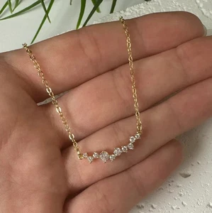 0.50Ct Round Cut Lab-Created Diamond Minimalist Women's Dainty Necklace 14K Gold - Picture 1 of 9