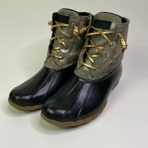 Sperry Saltwater Duck Boots Navy/ Metallic Camo STS86694 Size 9.5 - Picture 1 of 12