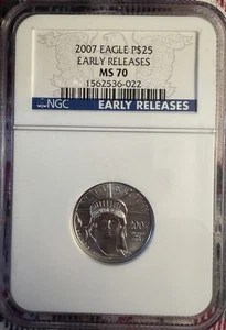 2007 $25 American Platinum Eagle Statue Of Liberty Early Release MS70 NGC - Picture 1 of 2