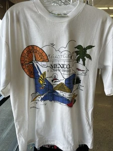 Vintage Mexico City Gulf Tourist Map Bambu T-Shirt Adult Medium GUC - Picture 1 of 6