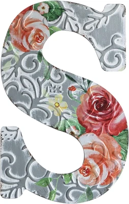 12" Letters for Wall Decor, Embossed Metal Numbers with Rose, Rustic Hanging Sig - Image 1 of 4