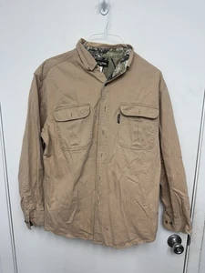 Remington Shirt Mens Large Khaki Outdoor Clothing Camo Trim Hunting Button Up - Picture 1 of 11