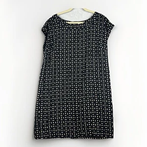 J. Jill Love Linen Dress L Black Tan Printed Boxy Lagenlook - Picture 1 of 8