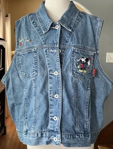 90er Vintage Mickey Unlimited Button-Down Jeansweste Damengröße 2X - Bild 1 von 10