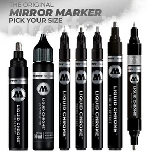 Molotow Liquid Chrome Pen Range - Metallic Silver Mirror Effect Pump Marker - Picture 1 of 14