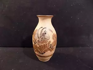 A8548 Hand Painted 10 " Flower Pottery Vase marked Mexico - Picture 1 of 1