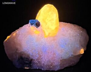 135 Gr. Fluorescent Aqua Blue Afghanite Crystal, Sodalite Crystals, Matrix @Af