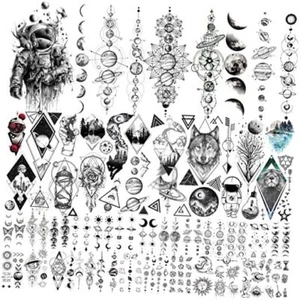 33 Sheets Outer Temporary Tattoos for Kids Boys Girl Women Men Adults Space - Picture 1 of 8