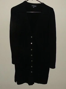 Chadwicks of Boston Women's Petite Medium PM Long Cardigan Sweater Cotton Black - Picture 1 of 2