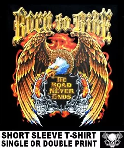 THE ROAD NEVER ENDS MOTORRADFAHRER BIKER ADLER FLAMES SCHÄDEL T-SHIRT WS151 - Bild 1 von 12