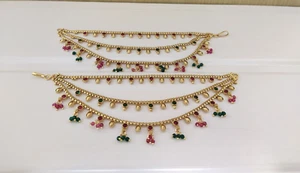 Indian Jewelry Earring Kaan Chain Bollywood Ethnic Gold Plated Earring For Gift - Picture 1 of 2