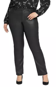 NYDJ BLACK COATED Women's Plus Size Marilyn Straight Leg Jeans, US 16W - Picture 1 of 4