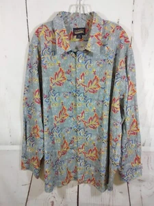Cremieux Premium Denim Shirt Men 4XB Long Sleeve Stripe Floral Western Going Out - Picture 1 of 10