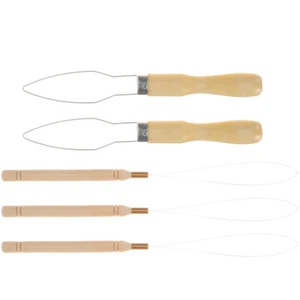 Confezione 5 Pezzi Gancio Tirante Legno Attrezzi per Perline Barba ed Extension Capelli - Foto 1 di 12