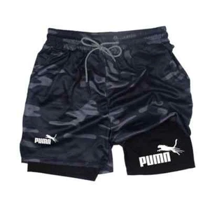 Mens 2 in 1 Shorts Sport Gym Running Fitness Training Quick Dry Double Layer UK - Picture 1 of 19