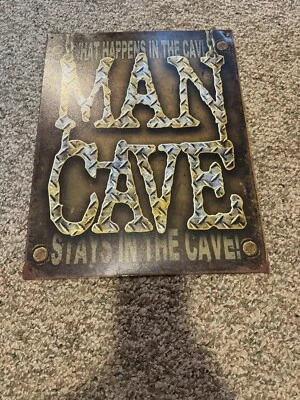 MAN CAVE What Happens in the Cave Stays in The Cave Tin Metal Sign 16” x 12.5" - Image 1 of 4
