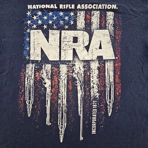 National Rifle Association USA Flag Blue Short Sleeve Cotton T-Shirt Men's M - Picture 1 of 9