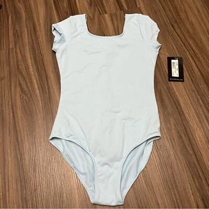 NWT Bloch Dance Girls Ballet cap Sleeve Leotard, Pastel Blue, sz 14 - Picture 1 of 7