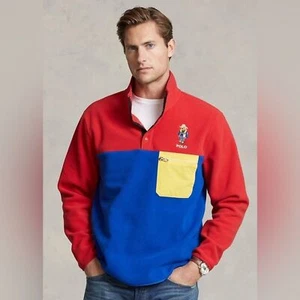 Polo Ralph Lauren Bear Brushed Fleece Pullover Multicolor NWT - Picture 1 of 8