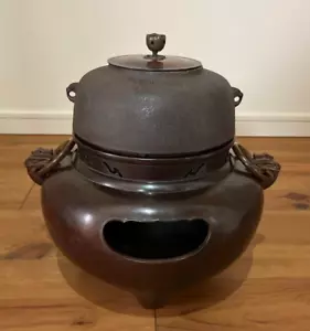 Chagama Furo Kama Wasserkocher Teezeremonie Karakane Kimen Furo traditionelles Handwerk JP - Bild 1 von 13