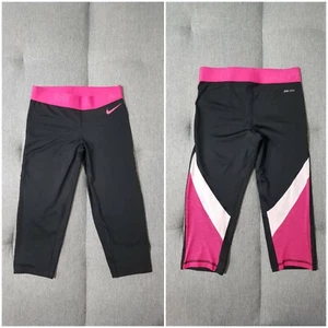 Nike Pro Dri Fit Damen Schwarz Pink Capri Cropped Gym Sport Leggings Tights Gr. S - Bild 1 von 9