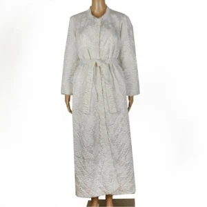 Vintage 50’s Christian Dior Floral Quilted Ivory Button Satin Robe Medium - Picture 1 of 9